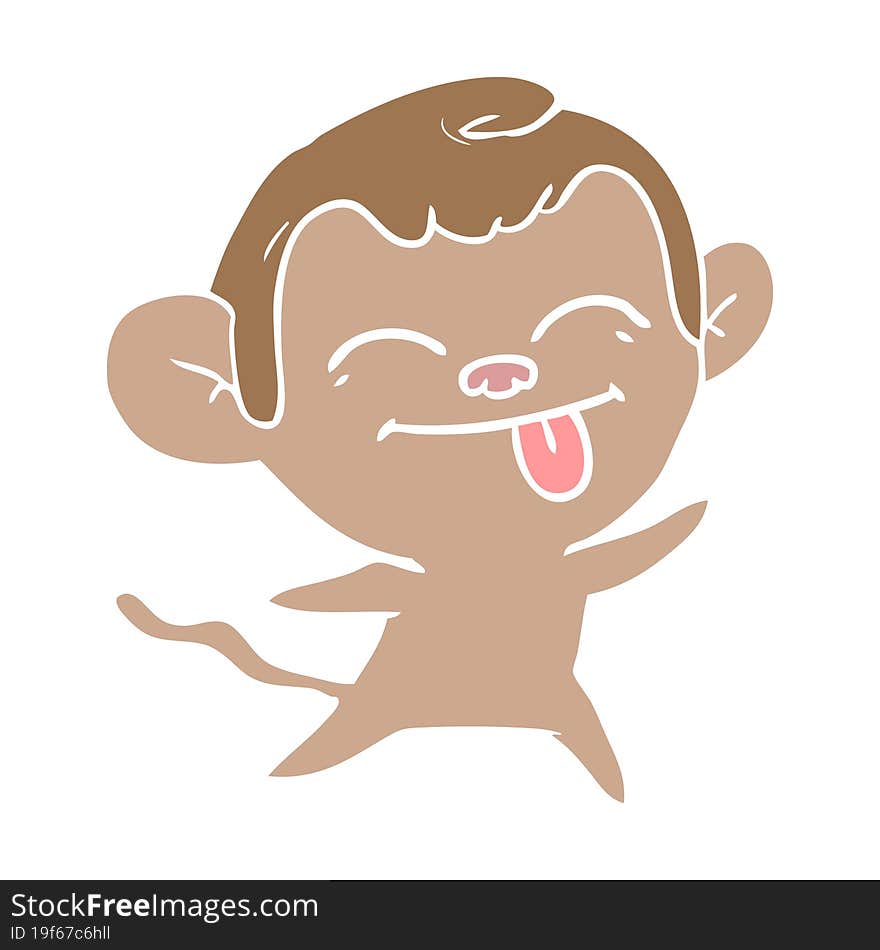 funny flat color style cartoon monkey