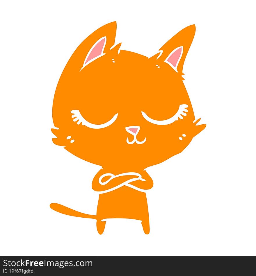 calm flat color style cartoon cat