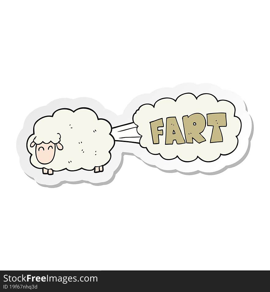 sticker of a cartoon farting sheep