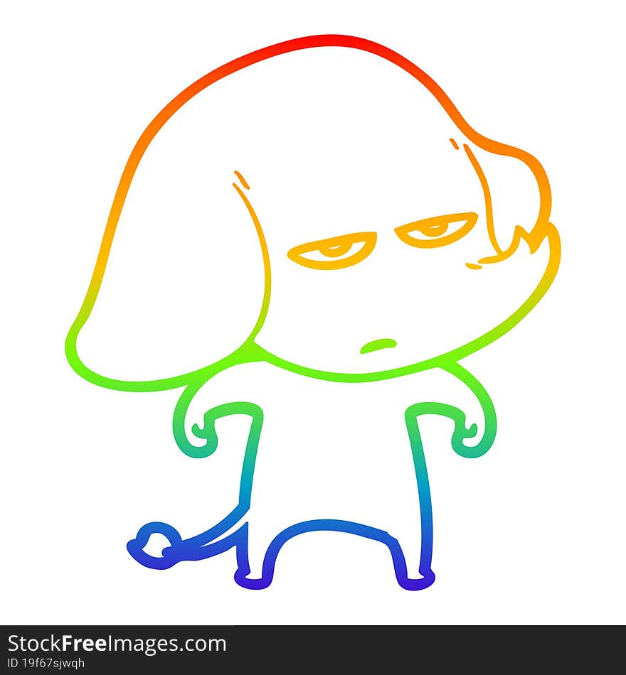 rainbow gradient line drawing annoyed cartoon elephant