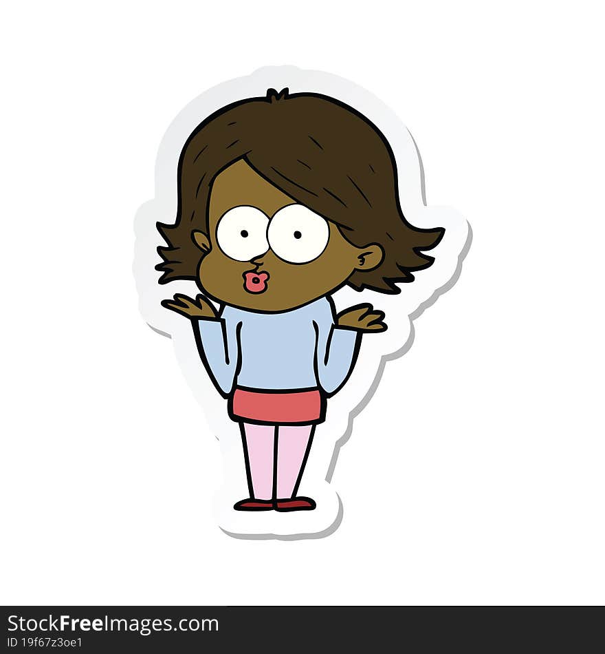 sticker of a cartoon girl pouting