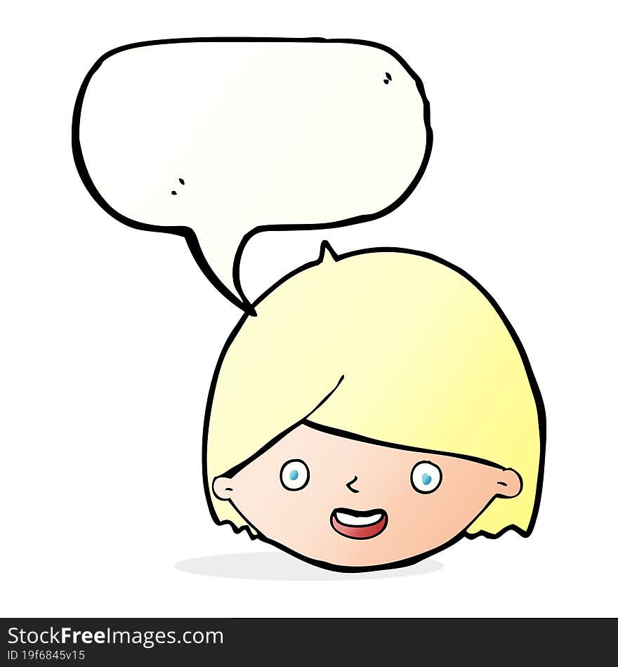 cartoon happy face with speech bubble