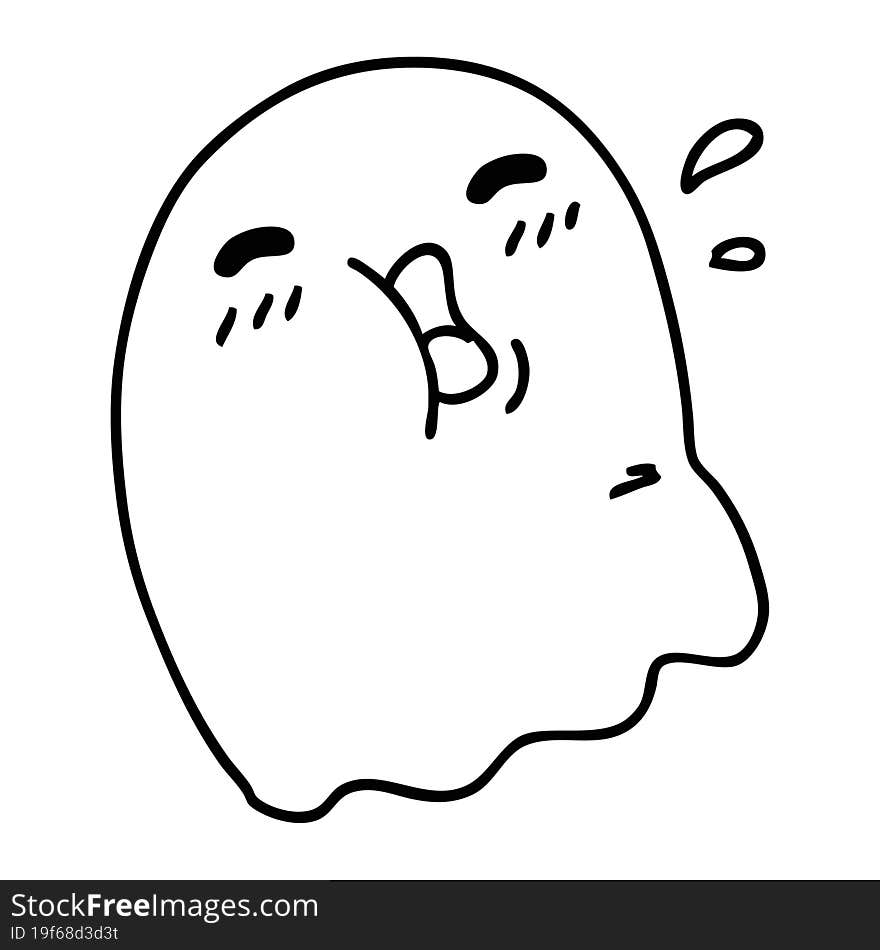 line doodle of a happy halloween ghost