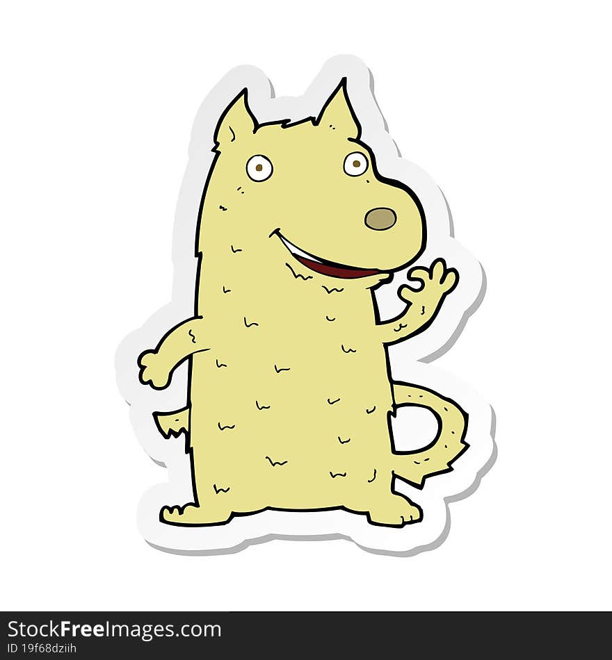 Sticker Of A Cartoon Happy Dog