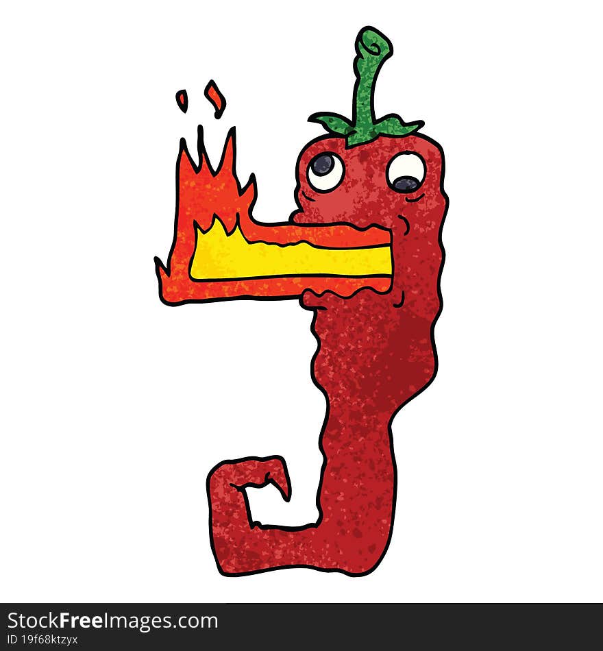 cartoon doodle red hot chili