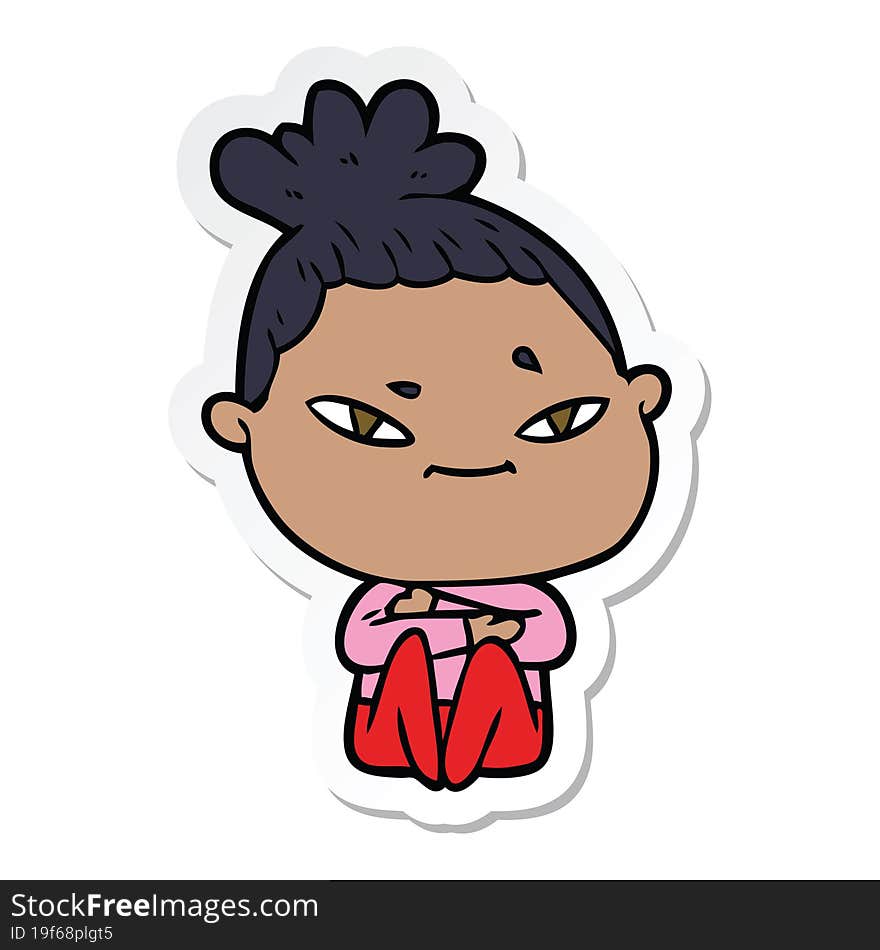 Sticker Of A Cartoon Woman