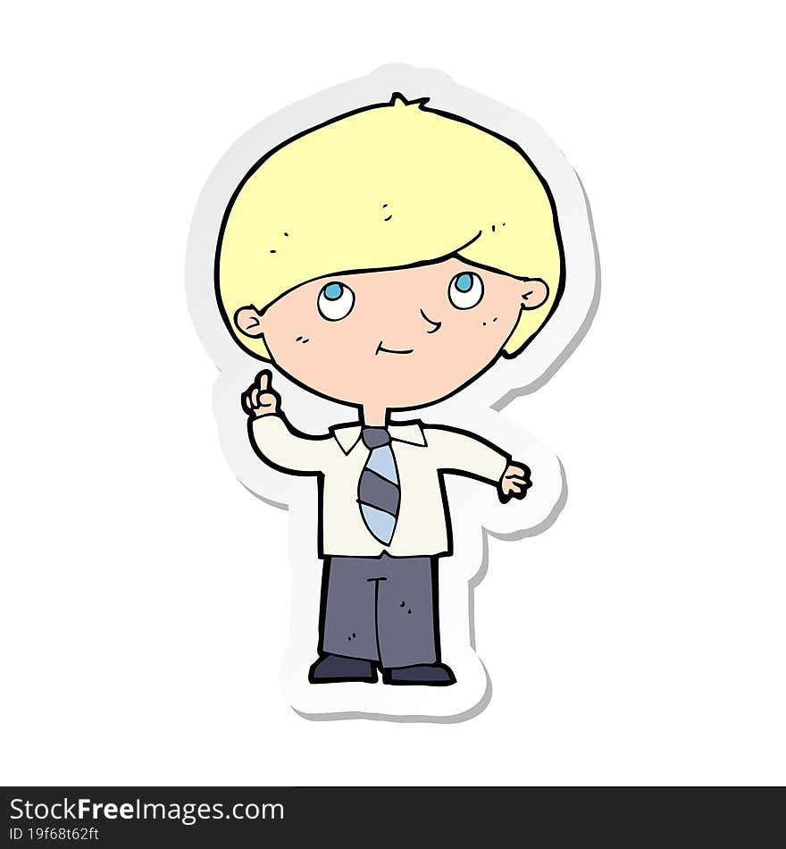 sticker of a cartoon boy with idea