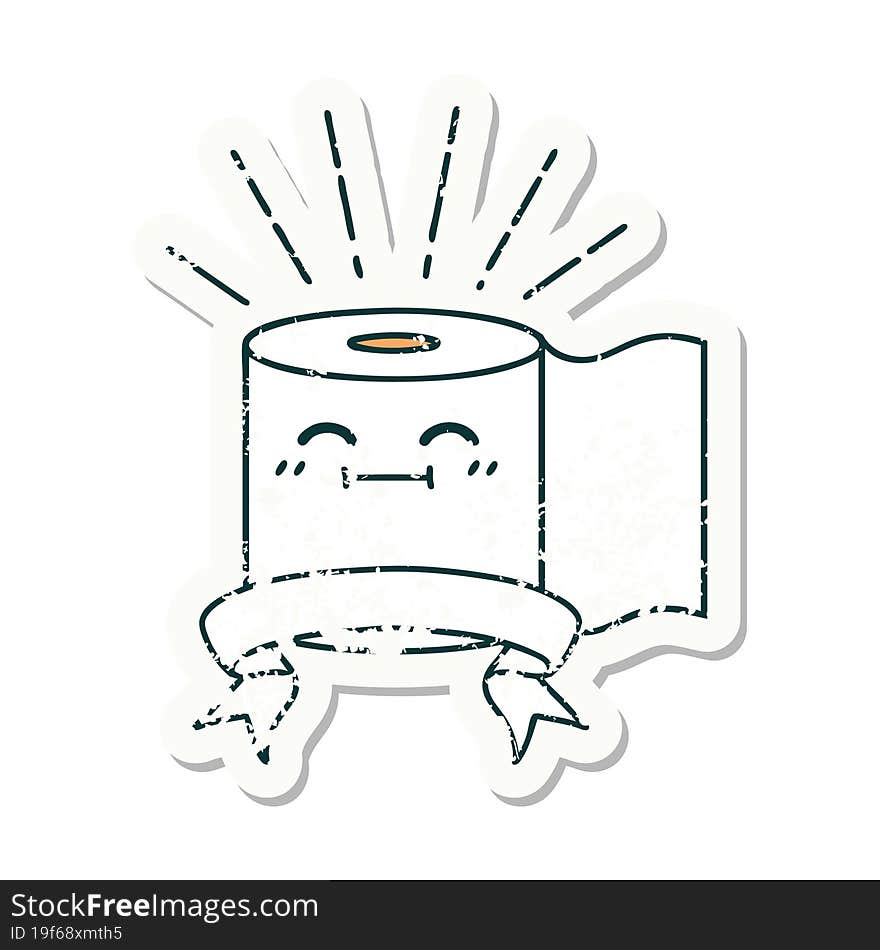 grunge sticker of tattoo style toilet paper character