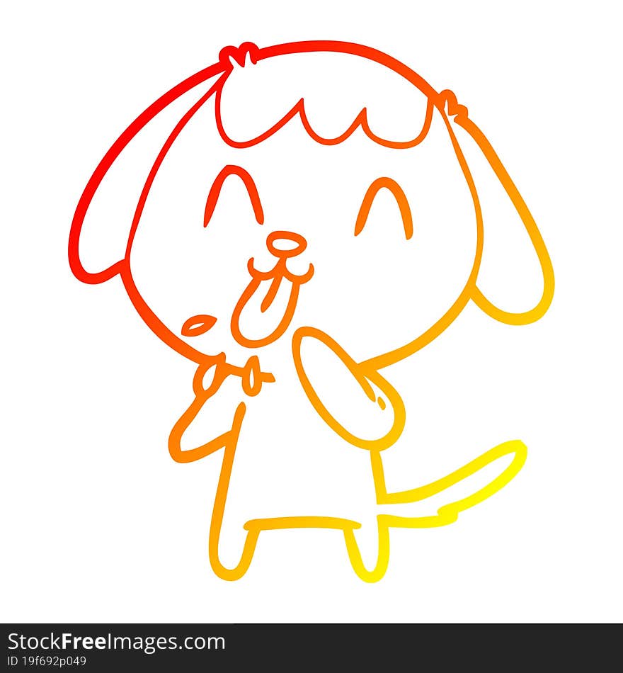 warm gradient line drawing of a cute cartoon dog