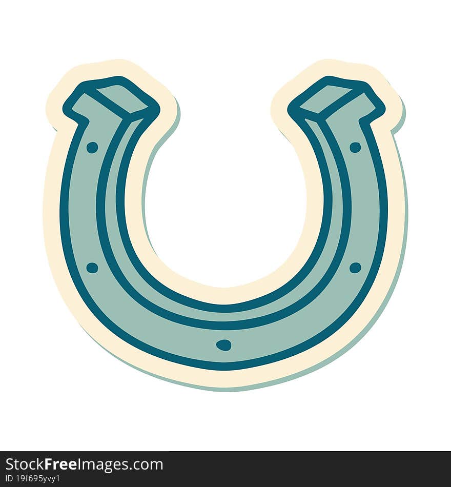 tattoo style sticker of a horse shoe