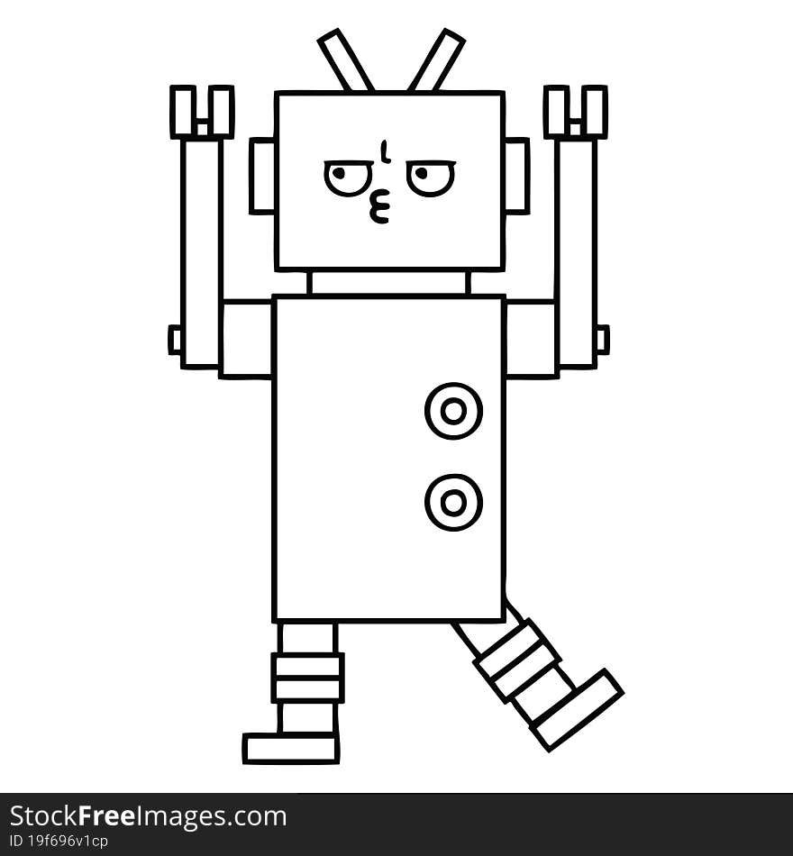 line drawing cartoon of a robot. line drawing cartoon of a robot