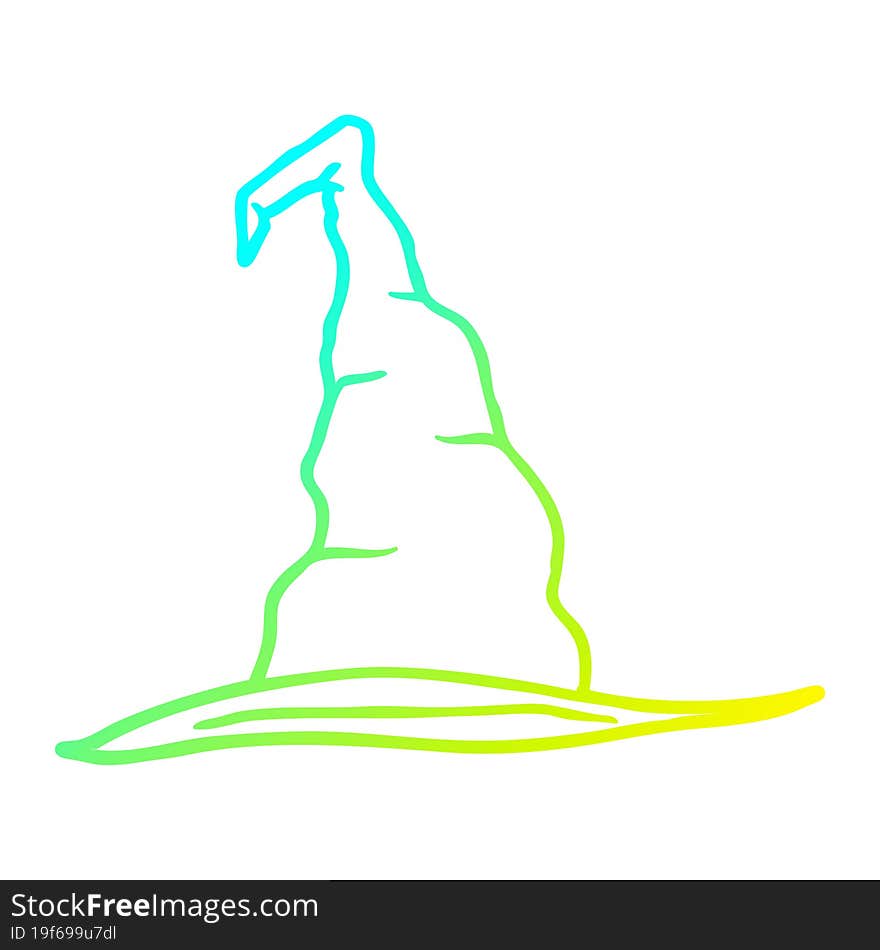 cold gradient line drawing cartoon witch hat