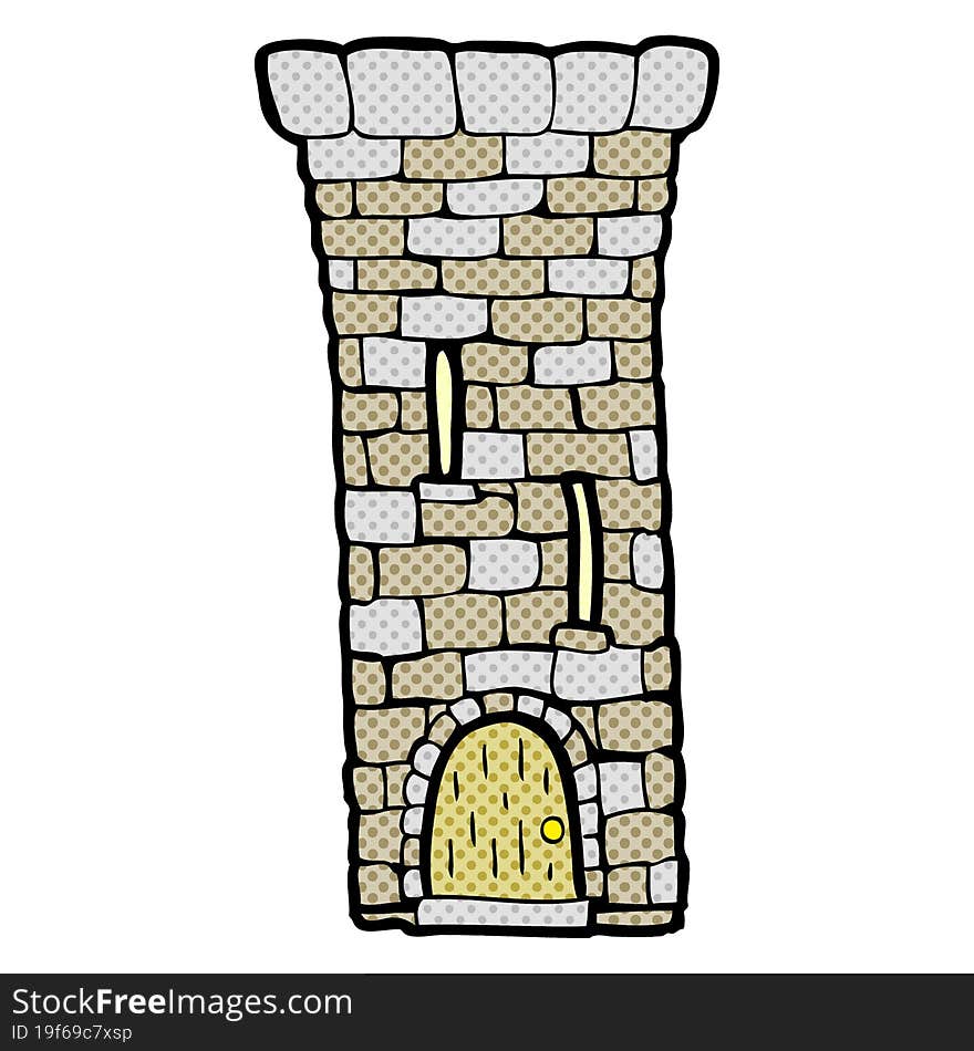 freehand drawn cartoon old castle tower