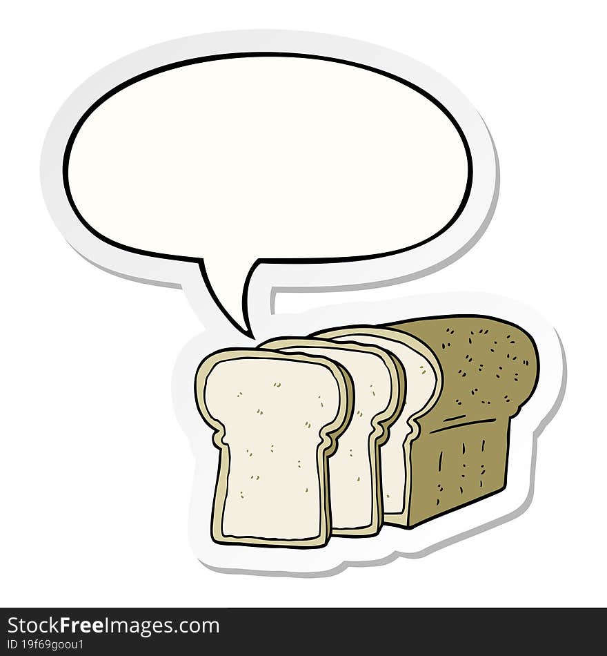 Cartoon Sliced Bread And Speech Bubble Sticker