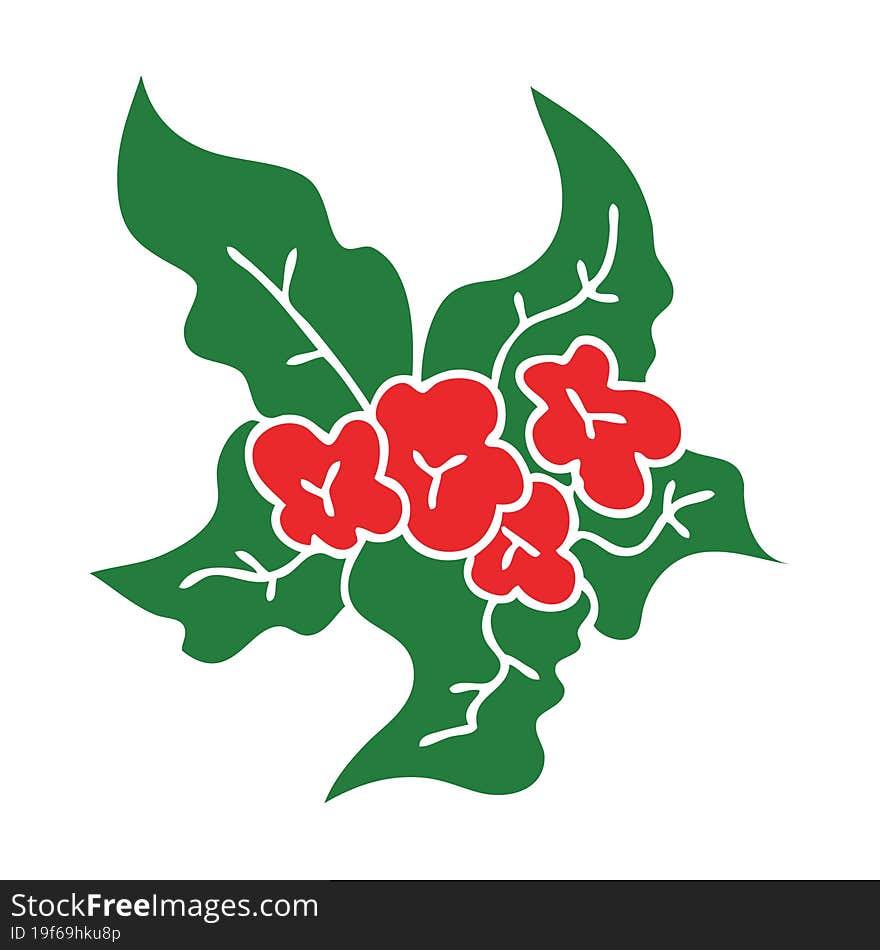 quirky hand drawn cartoon christmas flower