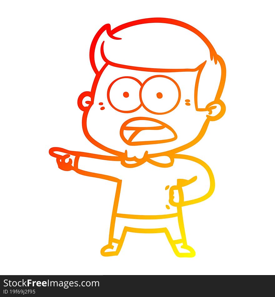 warm gradient line drawing cartoon shocked man