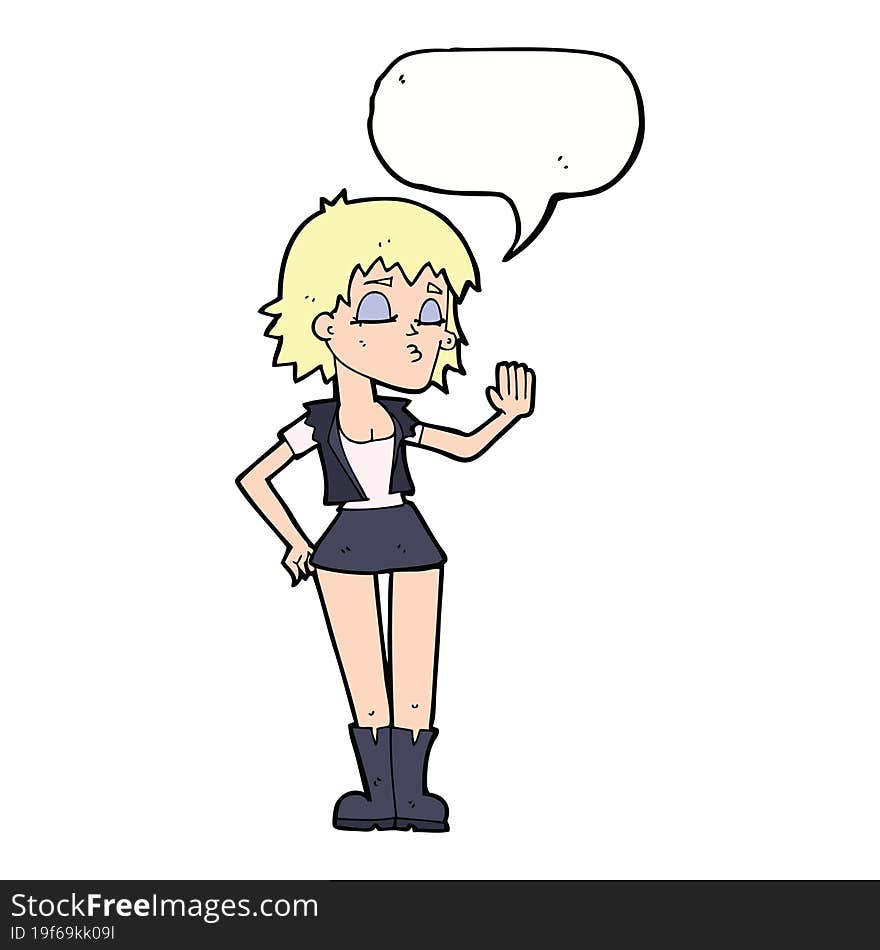 Cartoon Cool Girl With Speech Bubble