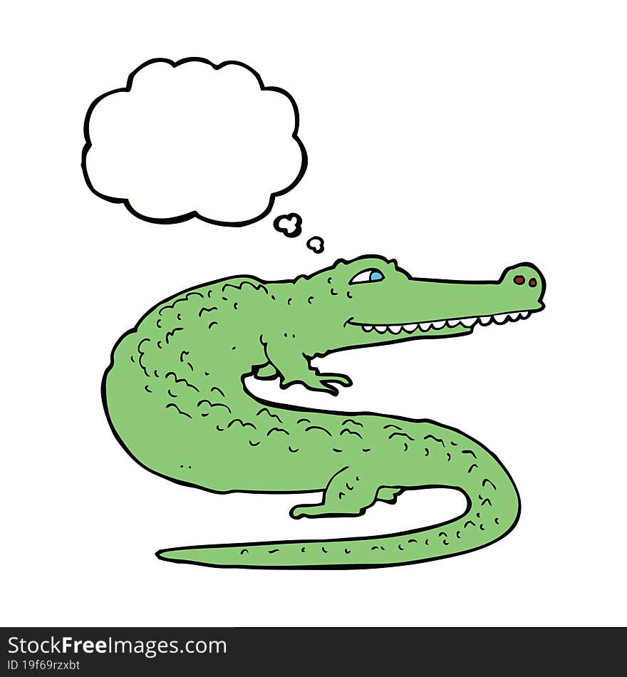 cartoon crocodile with thought bubble