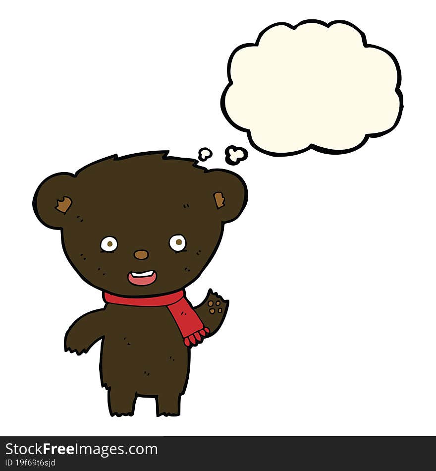 Cartoon Cute Black Bear With Thought Bubble