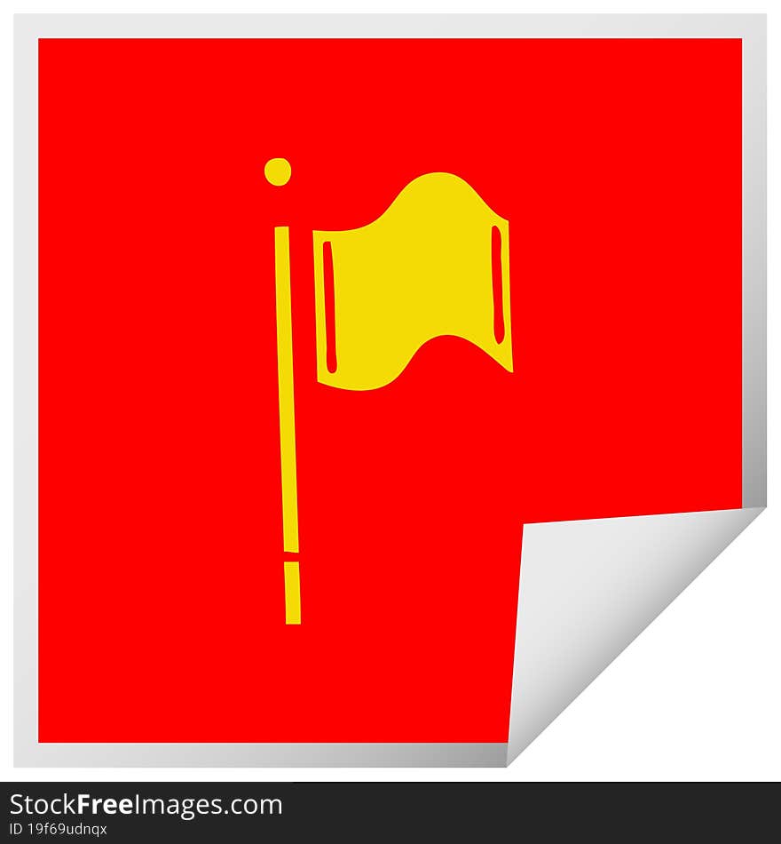 square peeling sticker cartoon red flag