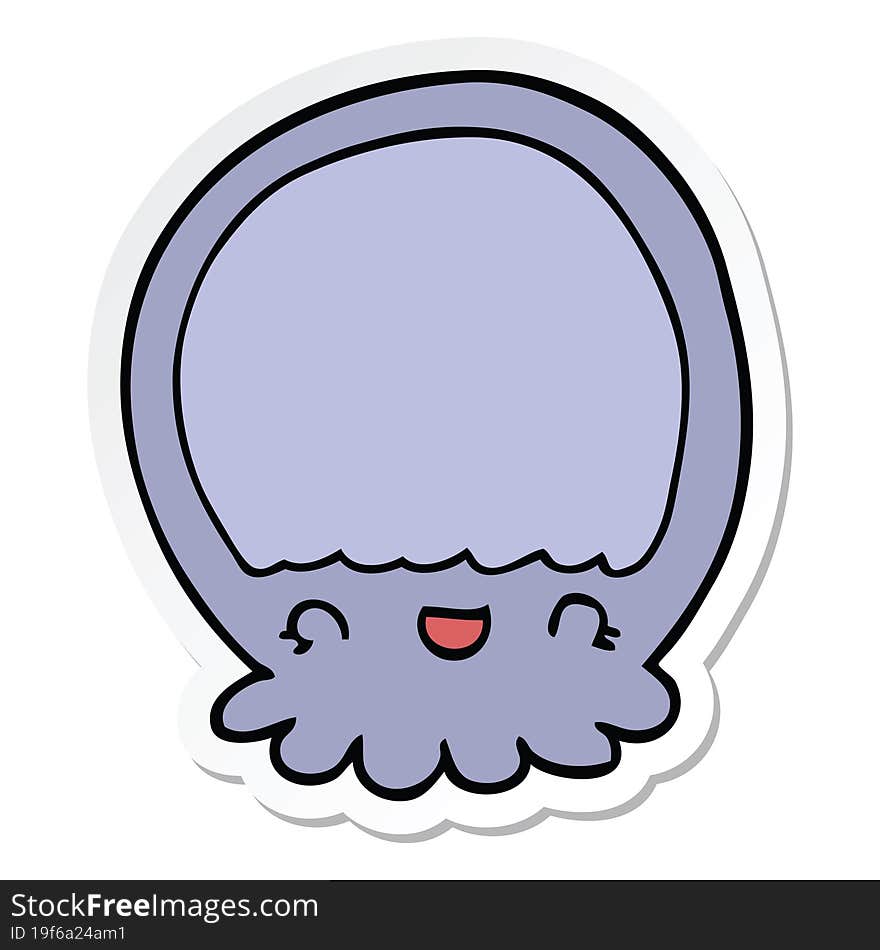 sticker of a cartoon jellyfish