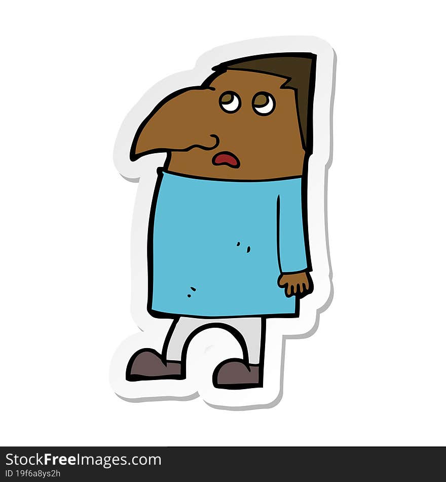 sticker of a cartoon worried man