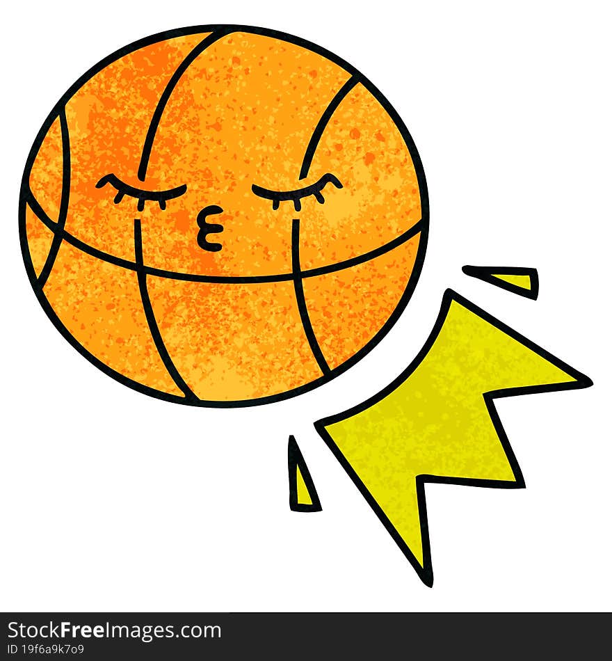 retro grunge texture cartoon of a basketball