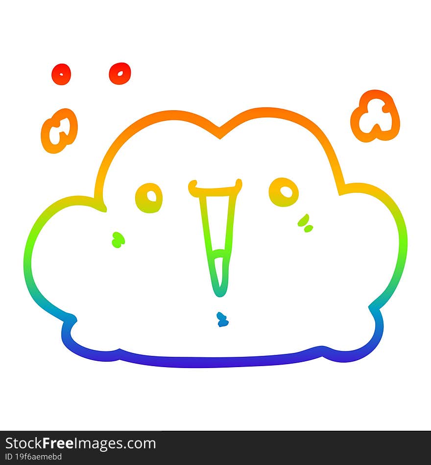 Rainbow Gradient Line Drawing Cute Cartoon Cloud