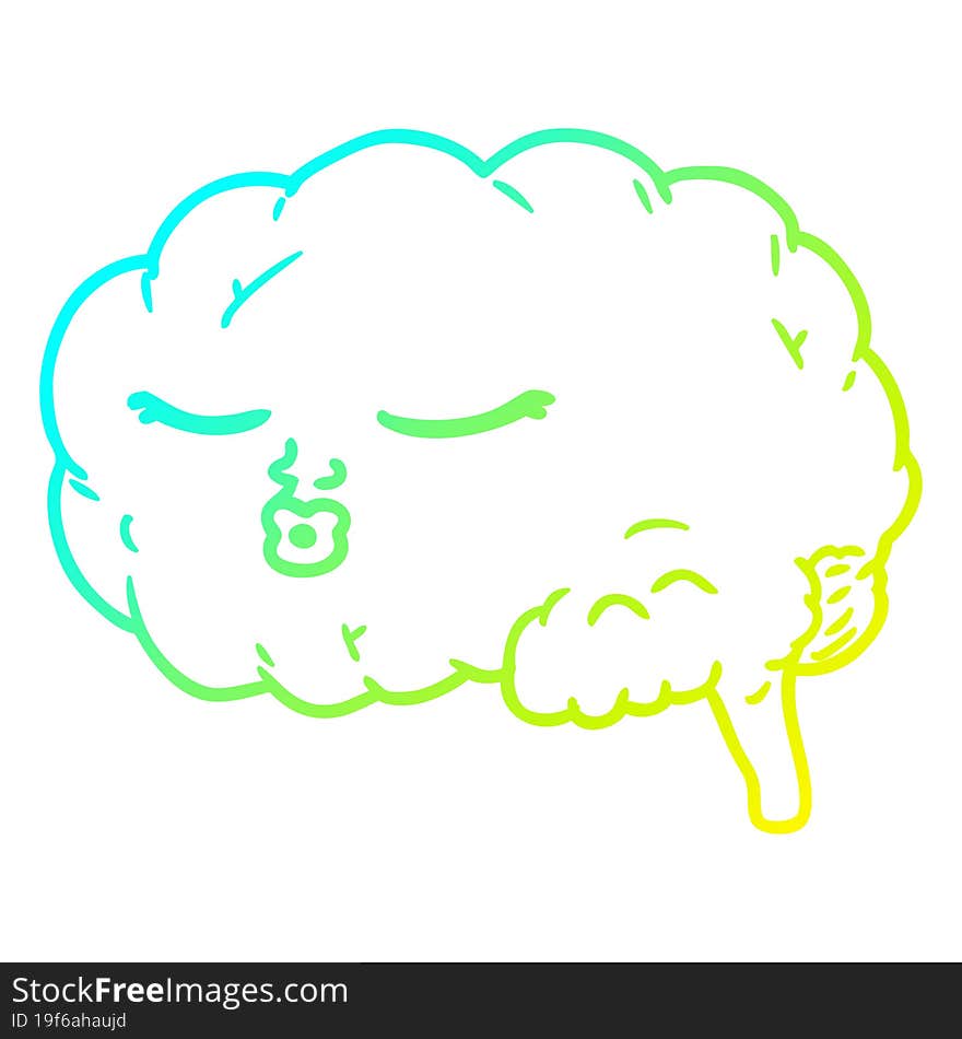 cold gradient line drawing cartoon brain