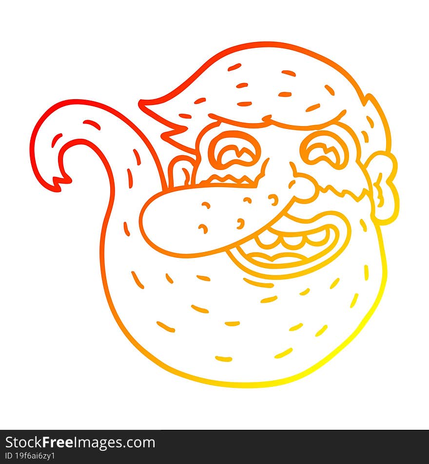 warm gradient line drawing of a cartoon man with ginger beard