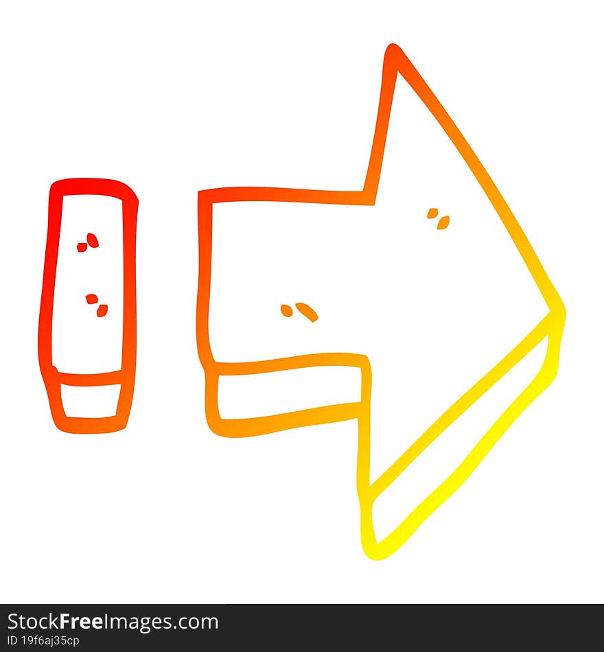 Warm Gradient Line Drawing Cartoon Pointing Arrow