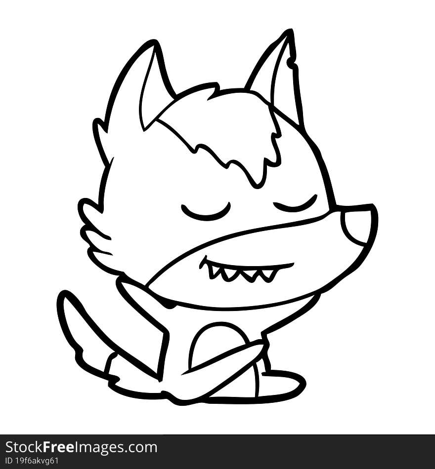 friendly cartoon wolf sitting. friendly cartoon wolf sitting