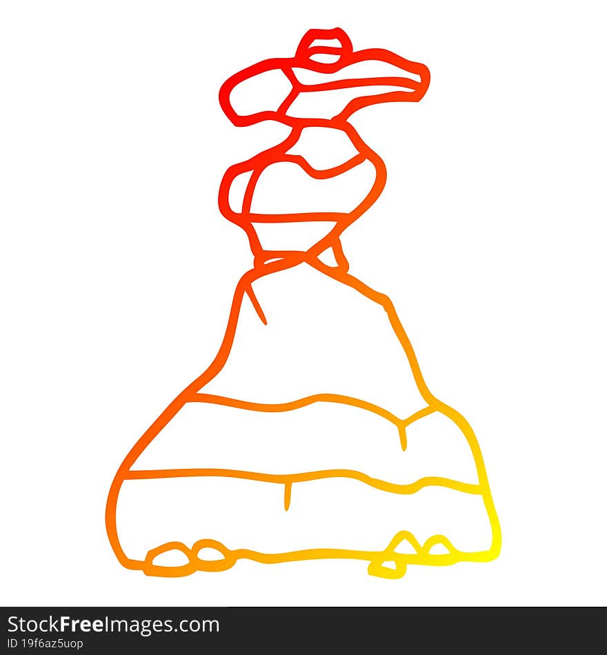 Warm Gradient Line Drawing Cartoon Of Stacked Stones