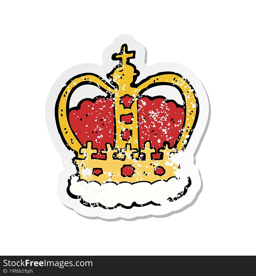 retro distressed sticker of a cartoon royal crown