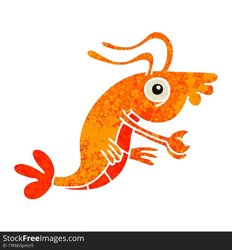 quirky retro illustration style cartoon crayfish