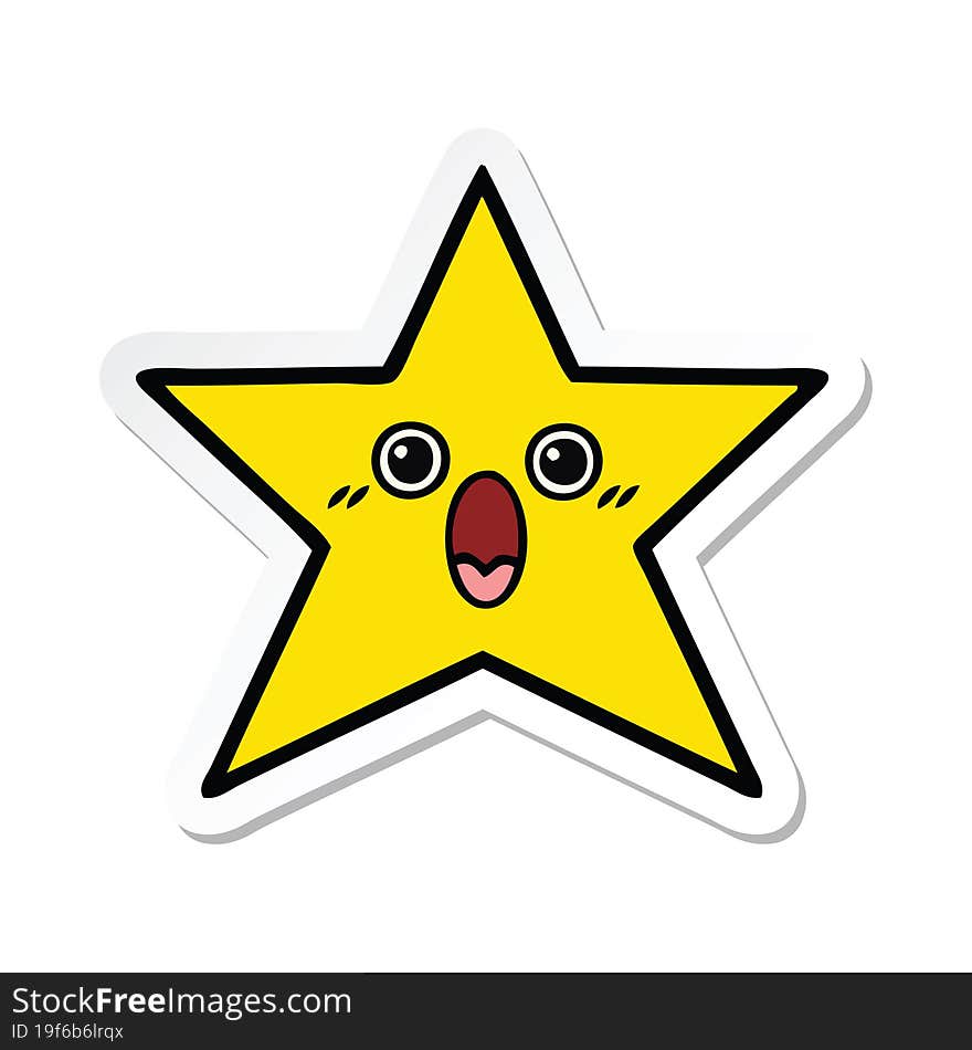 sticker of a cute cartoon gold star