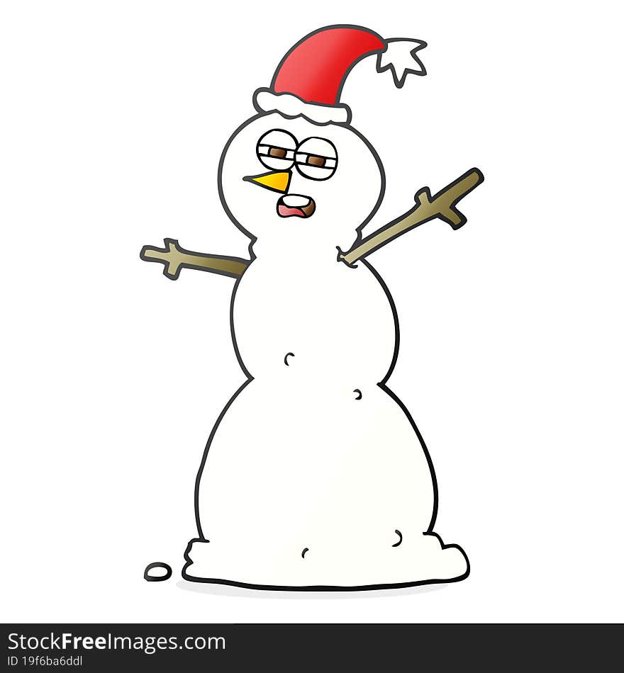 Cartoon Unhappy Snowman