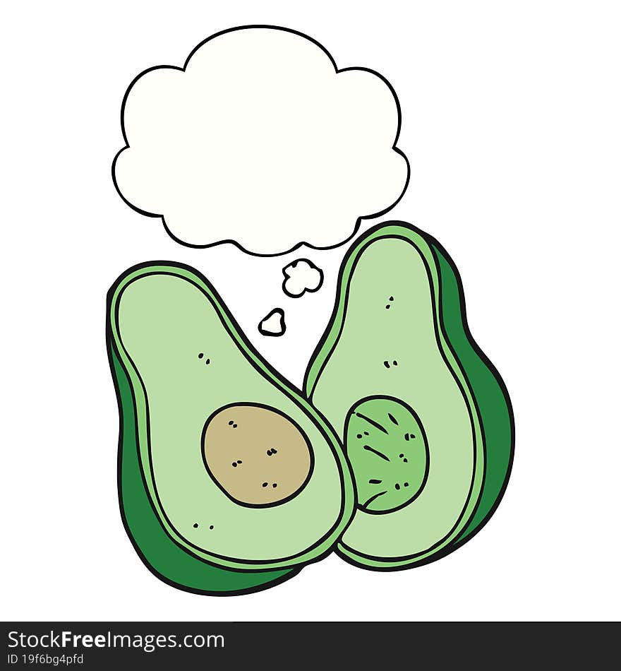 cartoon avocado and thought bubble