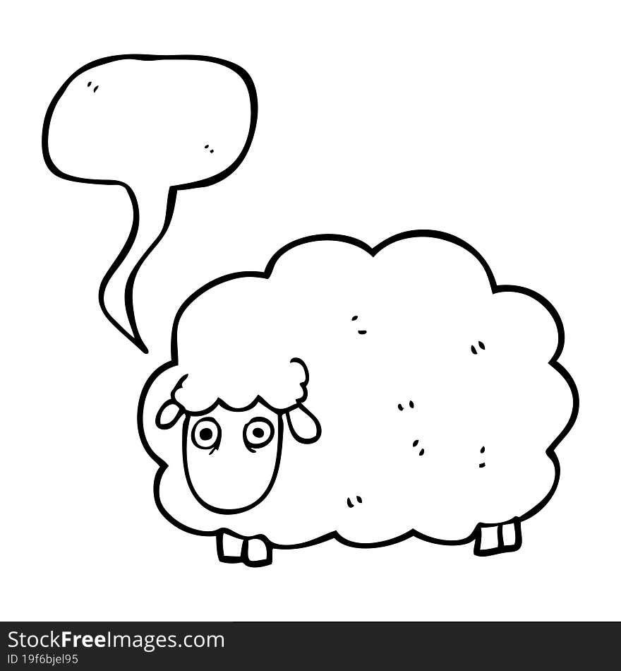 freehand drawn speech bubble cartoon farting sheep