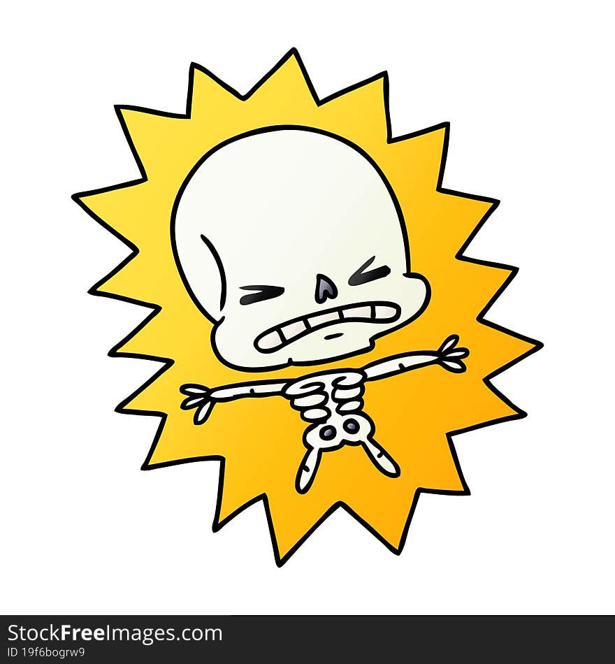 Gradient Cartoon Of A Scary Skeleton