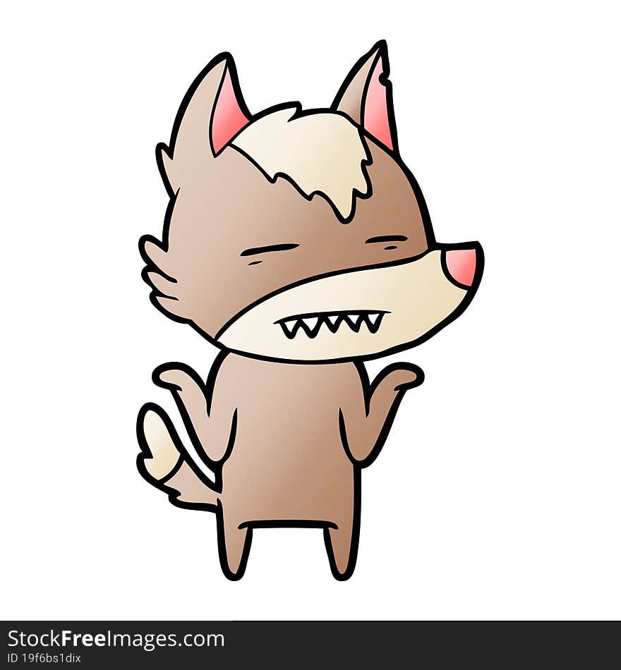 cartoon wolf showing teeth. cartoon wolf showing teeth