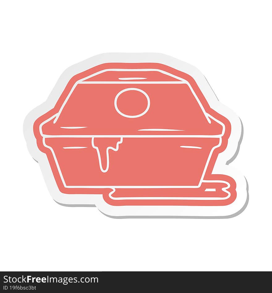 cartoon sticker of a fast food burger container