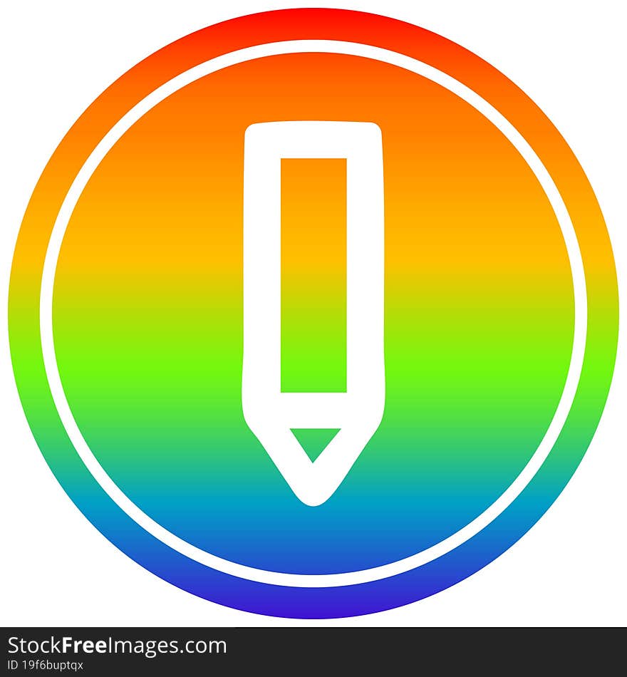 simple pencil circular in rainbow spectrum