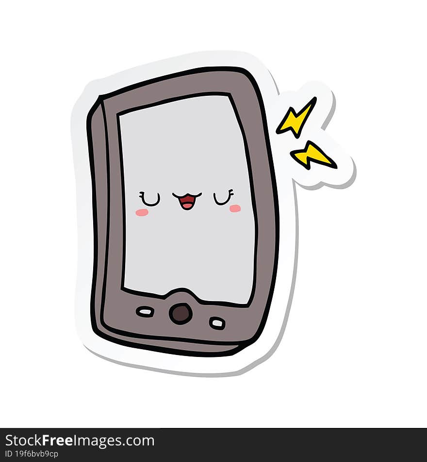 sticker of a cute cartoon mobile phone