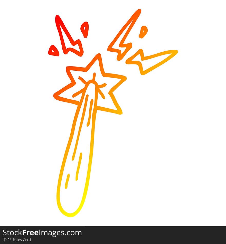 warm gradient line drawing of a cartoon magic wand