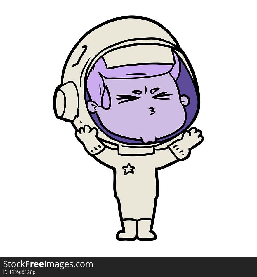 cartoon stressed astronaut. cartoon stressed astronaut