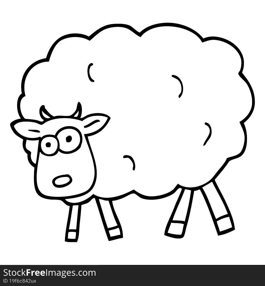 black and white cartoon sheep