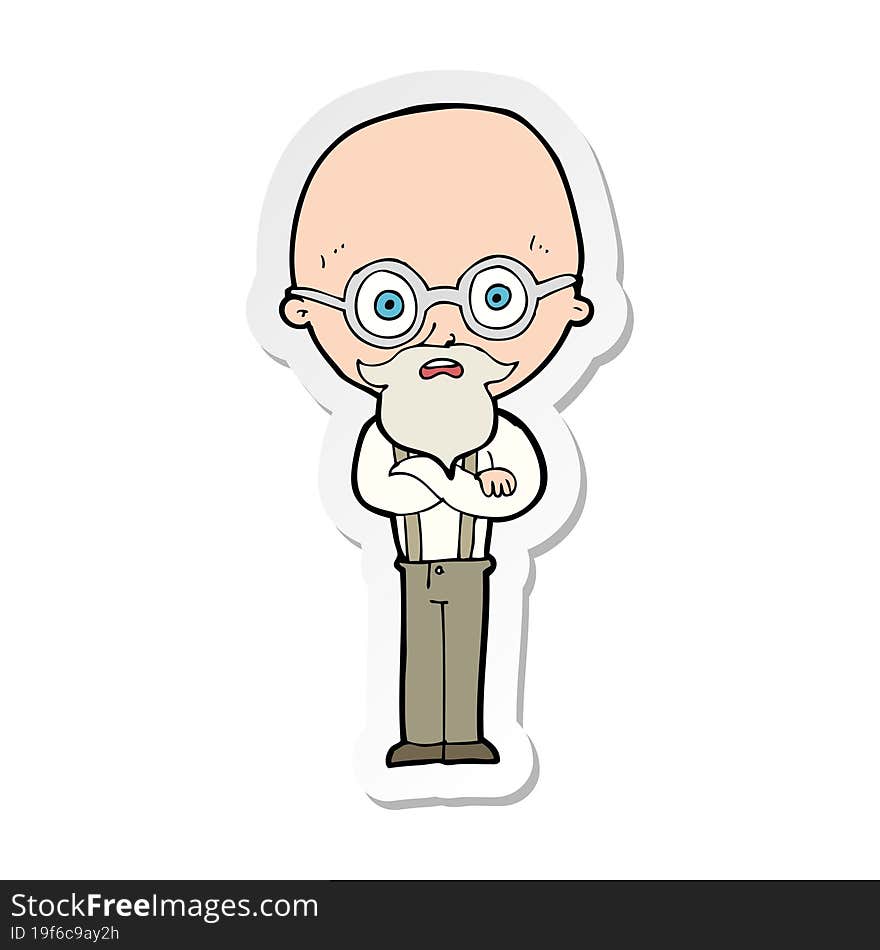 sticker of a cartoon annoyed old man