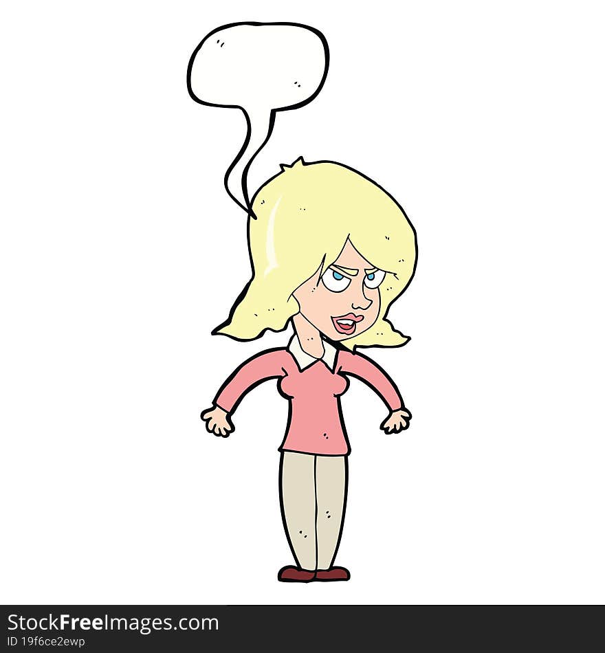 cartoon mean woman with speech bubble