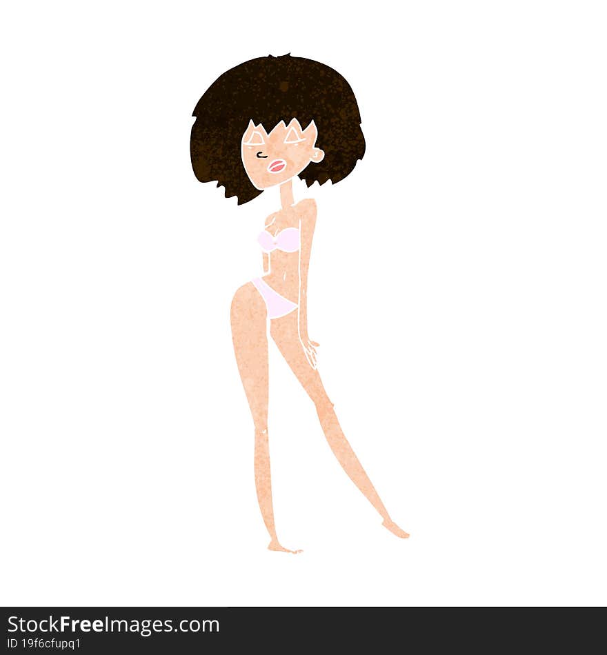 cartoon woman in bikini